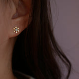 Dainty Cute Snowflake Opal S925 Sterling Silver Stud Earrings, Fashion Jewelry Studs AL1217