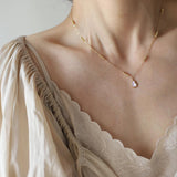 Pink Shell Small Gourd Pendant Necklace For Women, Titanium Steel Gold Bead Chain Calabash Necklace AL1220