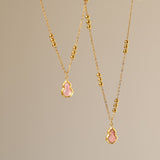 Pink Shell Small Gourd Pendant Necklace For Women, Titanium Steel Gold Bead Chain Calabash Necklace AL1220