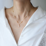 Pink Shell Small Gourd Pendant Necklace For Women, Titanium Steel Gold Bead Chain Calabash Necklace AL1220