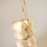 Pink Shell Small Gourd Pendant Necklace For Women, Titanium Steel Gold Bead Chain Calabash Necklace AL1220