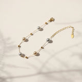 Gypsophila Tea Grey Pearl & Gold Faceted Beads Rosary Chain Bracelet/Necklace, Stainless Steel Summer Jewelry Necklace AL1222