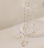 Gypsophila Tea Grey Pearl & Gold Faceted Beads Rosary Chain Bracelet/Necklace, Stainless Steel Summer Jewelry Necklace AL1222