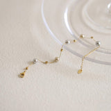 Gypsophila Tea Grey Pearl & Gold Faceted Beads Rosary Chain Bracelet/Necklace, Stainless Steel Summer Jewelry Necklace AL1222