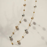 Gypsophila Tea Grey Pearl & Gold Faceted Beads Rosary Chain Bracelet/Necklace, Stainless Steel Summer Jewelry Necklace AL1222