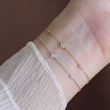 Mini Flower Zircon Bracelet, S925 Sterling Silver Jewelry, Lucky Clover CZ Bracelet AL1223