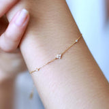 Mini Flower Zircon Bracelet, S925 Sterling Silver Jewelry, Lucky Clover CZ Bracelet AL1223
