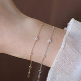 Mini Flower Zircon Bracelet, S925 Sterling Silver Jewelry, Lucky Clover CZ Bracelet AL1223
