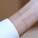 Mini Flower Zircon Bracelet, S925 Sterling Silver Jewelry, Lucky Clover CZ Bracelet AL1223