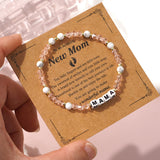 "MAMA" Letter Bracelet Pink Crystal Beads Bracelet For Mom, Mother's Day Gift Jewelry AL1224