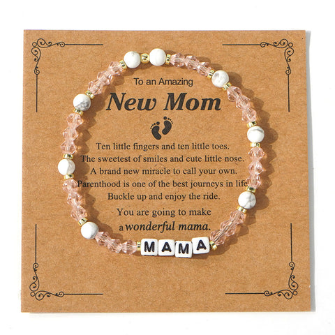 "MAMA" Letter Bracelet Pink Crystal Beads Bracelet For Mom, Mother's Day Gift Jewelry AL1224
