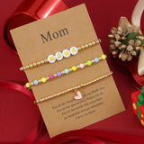 Set of "MAMA" Letter Bracelet For Mom, Rainbow Acrylic & Gold Copper Beads Heart Bracelet, Mother's Day Gift Jewelry AL1225