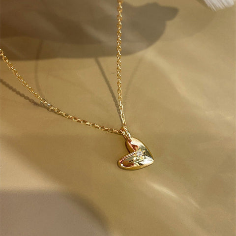 Dainty CZ Star Heart Pendant Necklace Zircon Necklace, S925 Sterling Silver, Fashion Jewelry AL1226