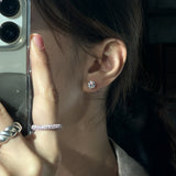 S925 Sterling Silver 18k Gold Crown Single Zirconia Six-Prong Stud Earrings, Minimalist Classic Jewelry CZ Studs AL1230
