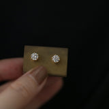 S925 Sterling Silver 18k Gold Crown Single Zirconia Six-Prong Stud Earrings, Minimalist Classic Jewelry CZ Studs AL1230