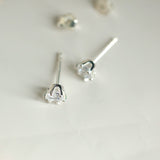 S925 Sterling Silver 18k Gold Crown Single Zirconia Six-Prong Stud Earrings, Minimalist Classic Jewelry CZ Studs AL1230