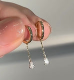 S925 Sterling Silver Teardrop CZ Tassel Hoop Earrings, Zircon Drop Threader Earrings, Hypoallergenic Dangle Earrings Jewelry Gift For Women AL1231