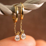 S925 Sterling Silver Teardrop CZ Tassel Hoop Earrings, Zircon Drop Threader Earrings, Hypoallergenic Dangle Earrings Jewelry Gift For Women AL1231