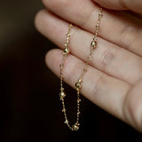 Dainty Faceted Ball & Gold Cross Bracelet, S925 Sterling Silver Beads Bracelet, Stackable Jewelry Gift For Women AL1232
