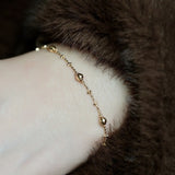 Dainty Faceted Ball & Gold Cross Bracelet, S925 Sterling Silver Beads Bracelet, Stackable Jewelry Gift For Women AL1232