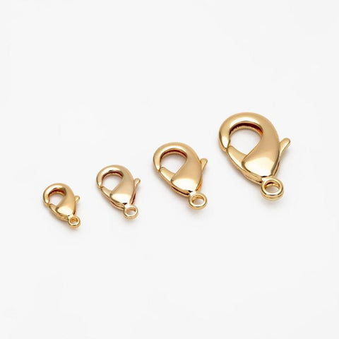 50 pcs Clasps, Gold Plated Brass Lobster Claw Clasps, Jewelry Making Clasps Findings AL1233