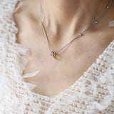 Diamond-shaped double-ring color-changing necklace, titanium steel plated with gold and silver color AL1236