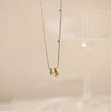 Diamond-shaped double-ring color-changing necklace, titanium steel plated with gold and silver color AL1236