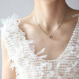 Diamond-shaped double-ring color-changing necklace, titanium steel plated with gold and silver color AL1236