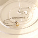 Diamond-shaped double-ring color-changing necklace, titanium steel plated with gold and silver color AL1236