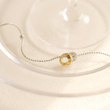 Diamond-shaped double-ring color-changing necklace, titanium steel plated with gold and silver color AL1236