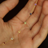 Skinny Rainbow Zircon Bracelet for Women, S925 Sterling Silver Plated with 18K Gold AL1238