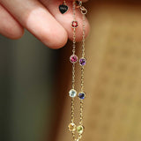 Skinny Rainbow Zircon Bracelet for Women, S925 Sterling Silver Plated with 18K Gold AL1238