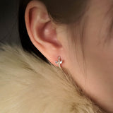 Dainty S925 Sterling Silver 18k Gold Three-Leaf Zirconia Hoop Earrings, CZ Flower Earrings Jewelry  AL1239