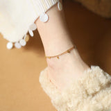 Titanium Steel Gold Plated Coin Slice Chain Bracelet & Ankle, Double Layers, Metal Discs & Sequins, Fashion Summer Jewelry AL1243