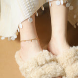Titanium Steel Gold Plated Coin Slice Chain Bracelet & Ankle, Double Layers, Metal Discs & Sequins, Fashion Summer Jewelry AL1243