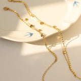 Titanium Steel Gold Plated Coin Slice Chain Bracelet & Ankle, Double Layers, Metal Discs & Sequins, Fashion Summer Jewelry AL1243