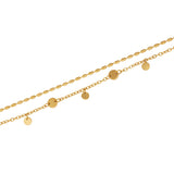 Titanium Steel Gold Plated Coin Slice Chain Bracelet & Ankle, Double Layers, Metal Discs & Sequins, Fashion Summer Jewelry AL1243
