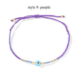 Skinny Rainbow Evil Eye & Miyuki Beaded Bracelet Friendship Bracelet, Adjustable, Hadmade Bohemian Jewelry AL1245