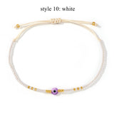 Skinny Rainbow Evil Eye & Miyuki Beaded Bracelet Friendship Bracelet, Adjustable, Hadmade Bohemian Jewelry AL1245