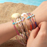 Skinny Rainbow Evil Eye & Miyuki Beaded Bracelet Friendship Bracelet, Adjustable, Hadmade Bohemian Jewelry AL1245