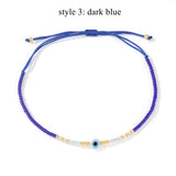 Skinny Rainbow Evil Eye & Miyuki Beaded Bracelet Friendship Bracelet, Adjustable, Hadmade Bohemian Jewelry AL1245