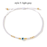 Skinny Rainbow Evil Eye & Miyuki Beaded Bracelet Friendship Bracelet, Adjustable, Hadmade Bohemian Jewelry AL1245