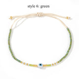 Skinny Rainbow Evil Eye & Miyuki Beaded Bracelet Friendship Bracelet, Adjustable, Hadmade Bohemian Jewelry AL1245