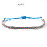 Tribal Rainbow Waxed Cord Friendship Bracelet, Adjustable, Handmade Spiritual Gift for Good Luck, Travel Safety & Positive Energy AL1246