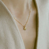 18" Minimalist Gold Initial 26 Letter Necklace, 925 Silver Locket Pendant Necklace, Gift For Women AL1247