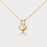 18" Minimalist Gold Initial 26 Letter Necklace, 925 Silver Locket Pendant Necklace, Gift For Women AL1247