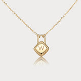 18" Minimalist Gold Initial 26 Letter Necklace, 925 Silver Locket Pendant Necklace, Gift For Women AL1247