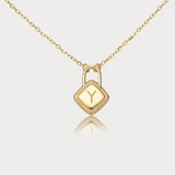 18" Minimalist Gold Initial 26 Letter Necklace, 925 Silver Locket Pendant Necklace, Gift For Women AL1247