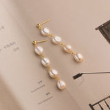 Baroque Fresh Water Pearl Tassel Earrings, S925 Silver Post, Boho Jewelry Women's Earrings AL1248