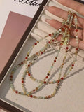Boho Multi Natural Stones Beaded Red Agate Necklace, Gemstone Jewelry Women's Necklace AL1251